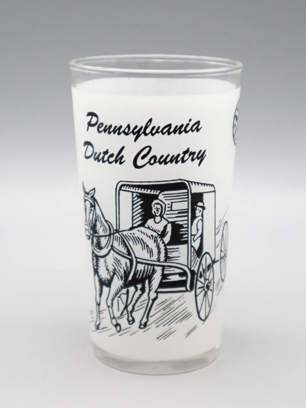 Vtg Hazel Atlas Pennsylvania Dutch Country Amish Illustrated Souvenir Glass